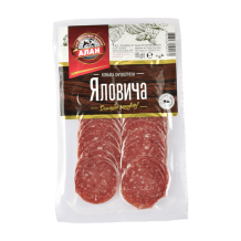 Ковбаса "Яловича" с/к в/г нарізка 80 г/шт Алан