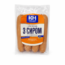 Сосиски "З сиром" в/г натурин газ Київський МК