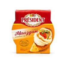 Cир плавлений з сиром Мааздам 45% 150 г/шт (стакан) PRESIDENT