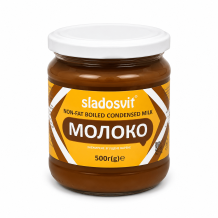 Молоко згущене знежирене ВАРЕНЕ 500 г/шт склобанка Sladosvit