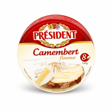 Cир Camembert  плавлений порційний з ароматом Камамберу 140 г/шт 35% (кругла кор) PRESIDENT