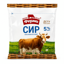Сир кисломолочний  5 % 350 г пакет ФЕРМА