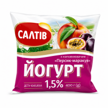 Йогурт з плодово-ягідним наповнювачем ПЕРСИК-МАРАКУЯ 1,5% 400 г ТМ Салтів