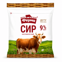 Сир кисломолочний 9 % 350 г пакет ФЕРМА