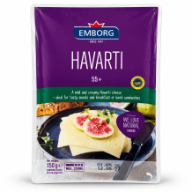 Сир Havarti (Хаварті)  55%  нарізка 150 г/шт Німеччина ТМ Emborg