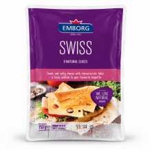 Сир Swiss (Швейцарський) 45%  нарізка 150 г/шт Німеччина ТМ Emborg