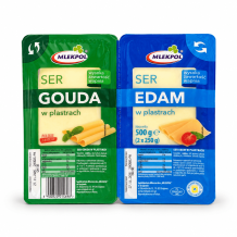 Сир "EDAM+GOUDA" твердий нарізка 500 г/шт MLEKPOL