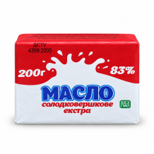 Масло солодковершкове екстра 83% 200 г ДСТУ Житомирський МЗ