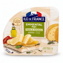 Сир напівтвердий "EMMENTAL" з травами і томатами 150 г/шт нарізка ILE DE FRANCE